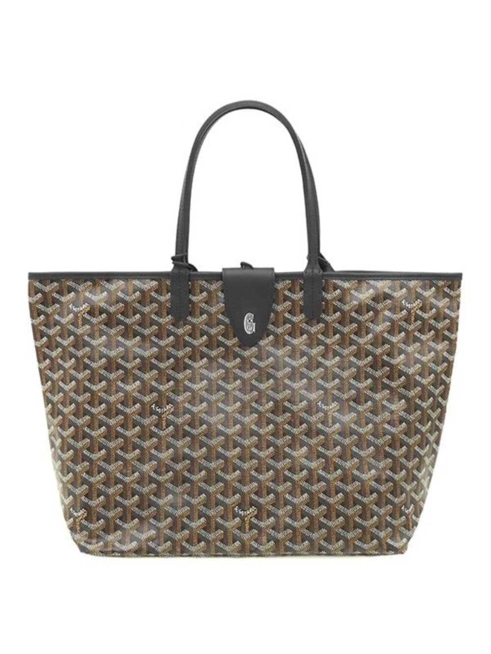 Goyard Tote Bag Saint Louis PM Canvas Din Chevroche Black Silver with Clip